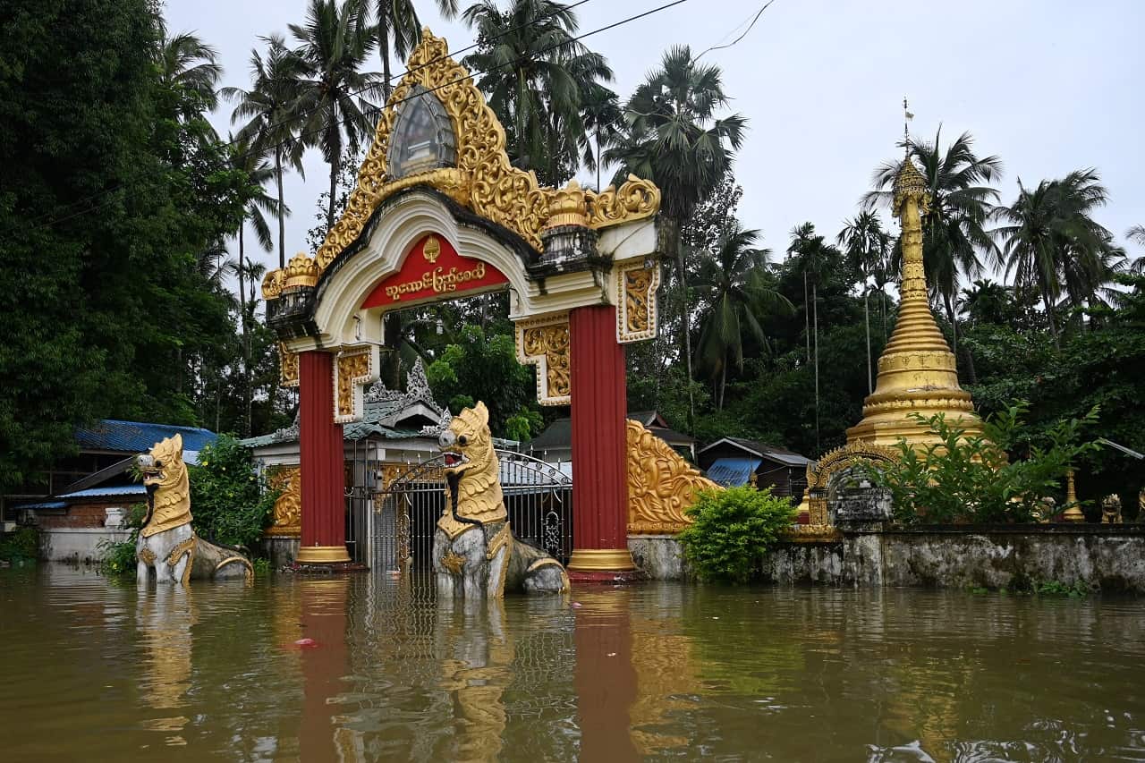 A flooded temple in Shwegyin township.