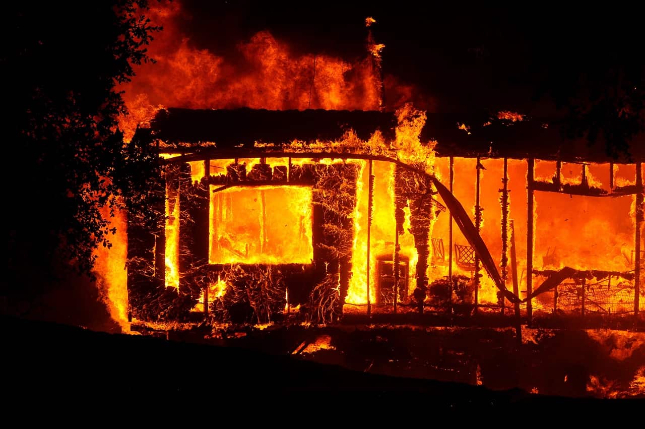 A property on fire in California this week.