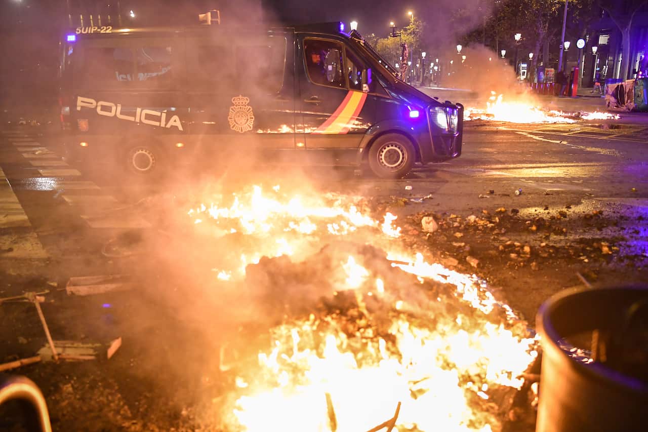 The clashes represent the worst unrest Spain has seen in decades, with the interior ministry sending police reinforcements to Barcelona.