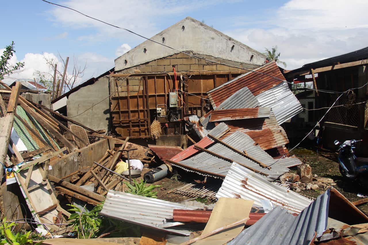 A house destroyed at the height of Typhoon Phanfone is seen in Balasan town in Iloilo province.