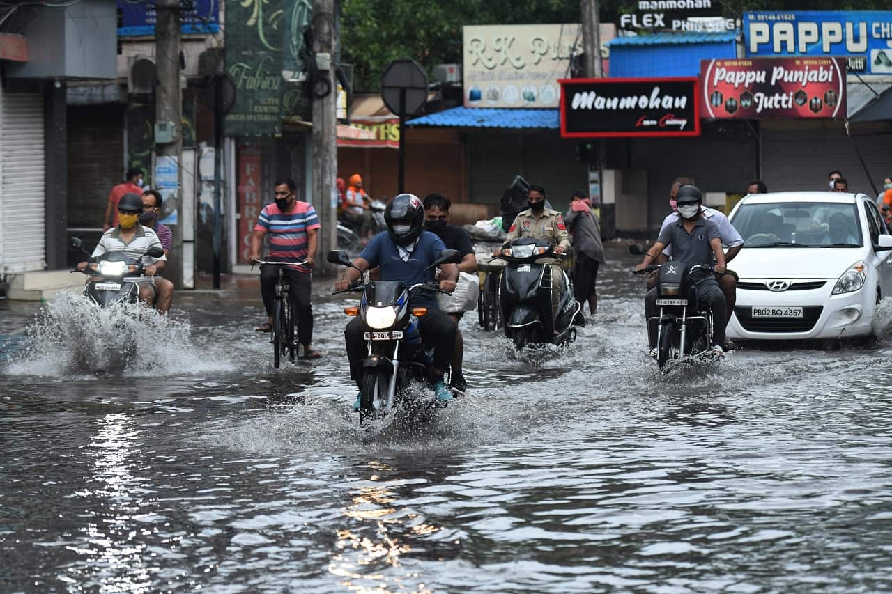 Flooding hits northwestern India on Sunday.