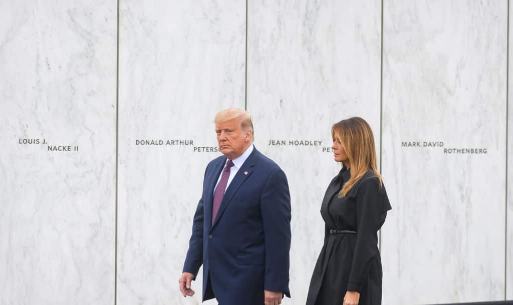 President Trump and First Lady Melania Trump arrive at the Flight 93 National Memorial in Shanksville.