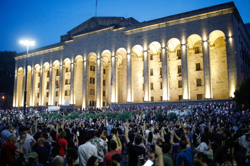 Protesters demand prime minister's resignation in Tbilisi, Georgia