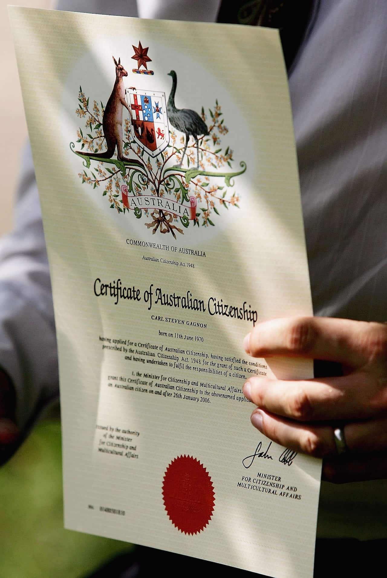 Australian citizenship certificate