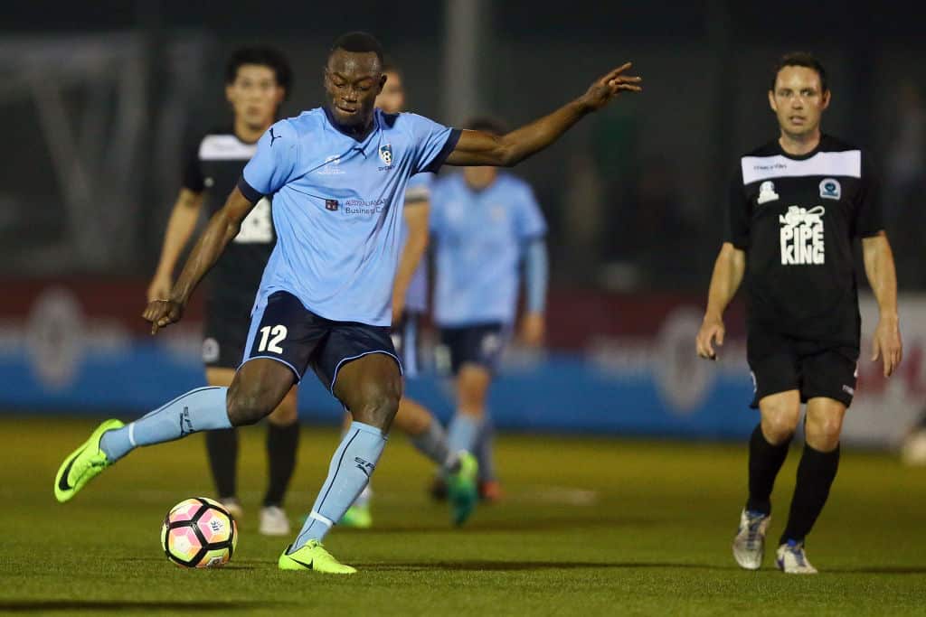 Match action at Sydney FC vs Sutherland Sharks at Lambert Park on May 7, 2017 in Leichhardt.