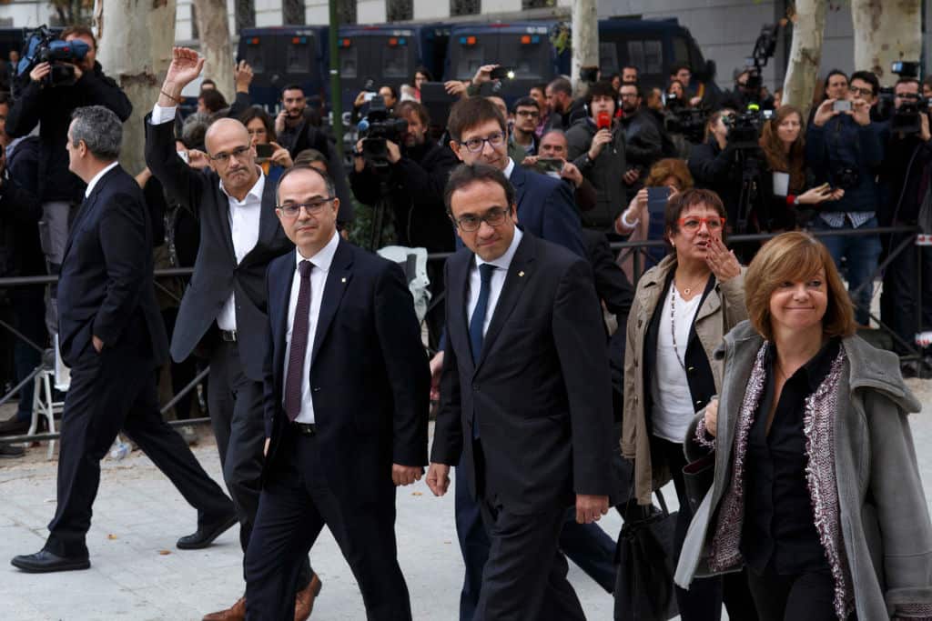Former members of the Catalan government arrive at Spain's National High Court