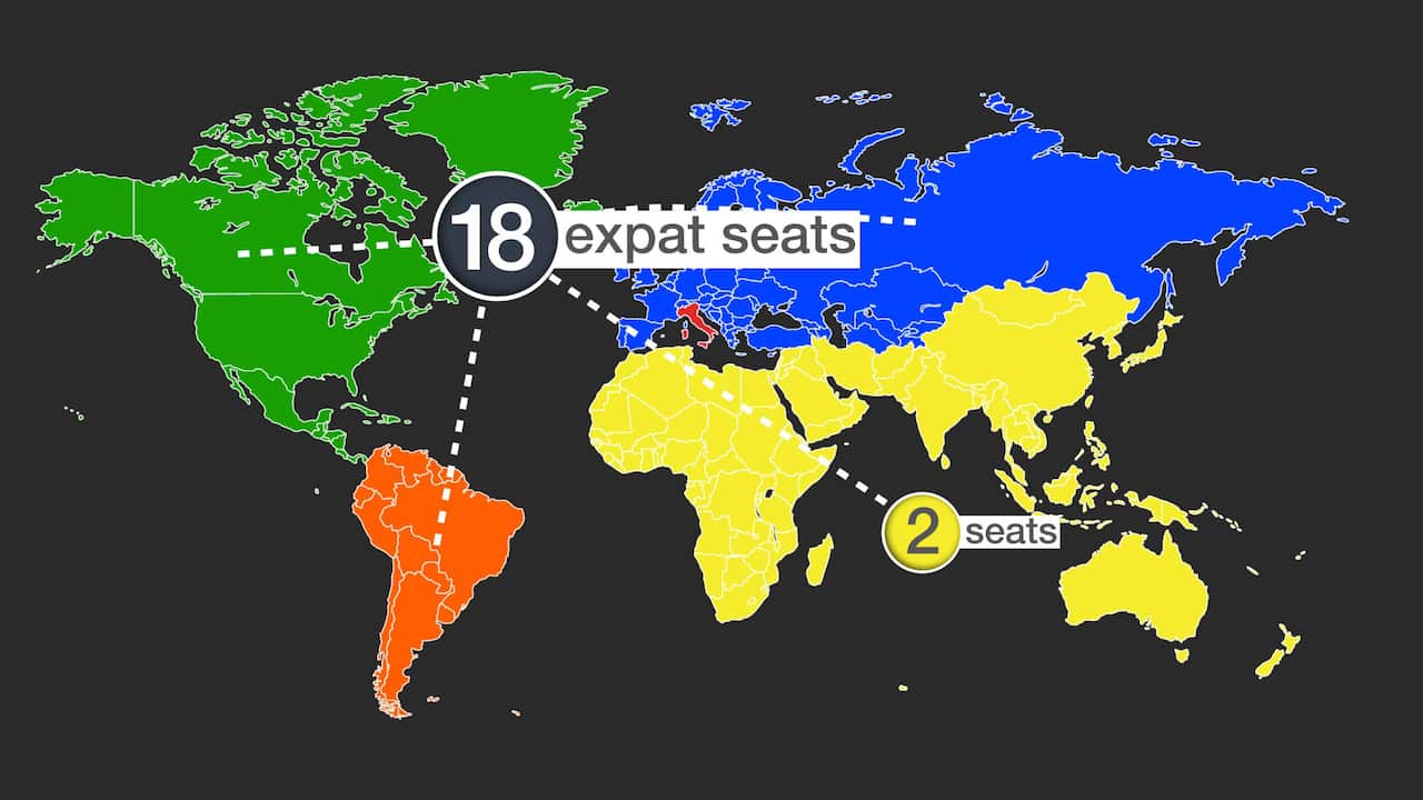 In 2001, the Italian government divided the world into four expatriate electorates, which take up 18 country's 945 seats.