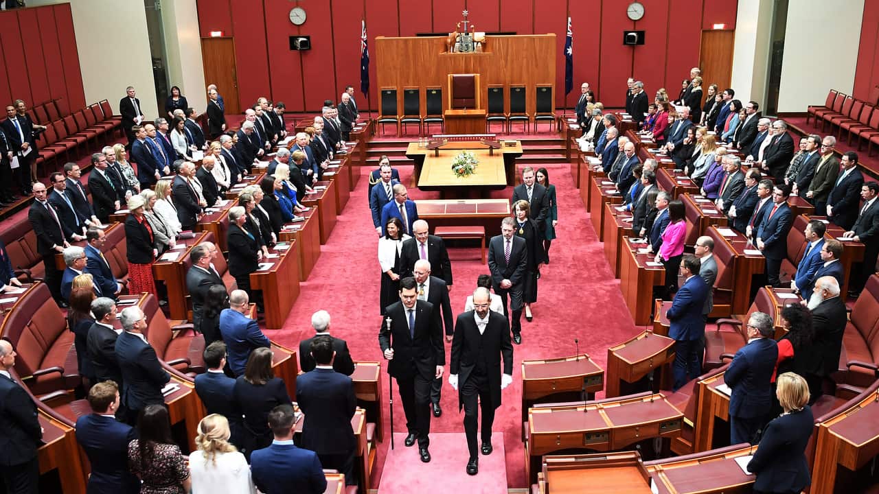 Australia's new governor-general has encouraged the nation to consider itself as a work in progress.