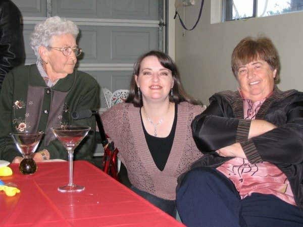 Peta Banks (middle) with her grandmother (left).