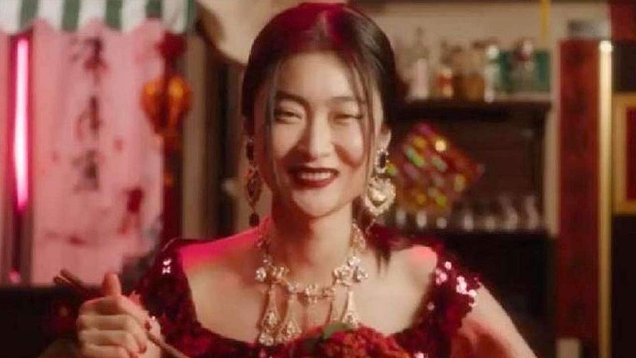 An image grab from the campaign that featured a Chinese model eating Italian food with chopsticks.