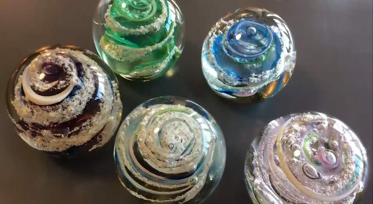 Setsuko's glass memorials. 