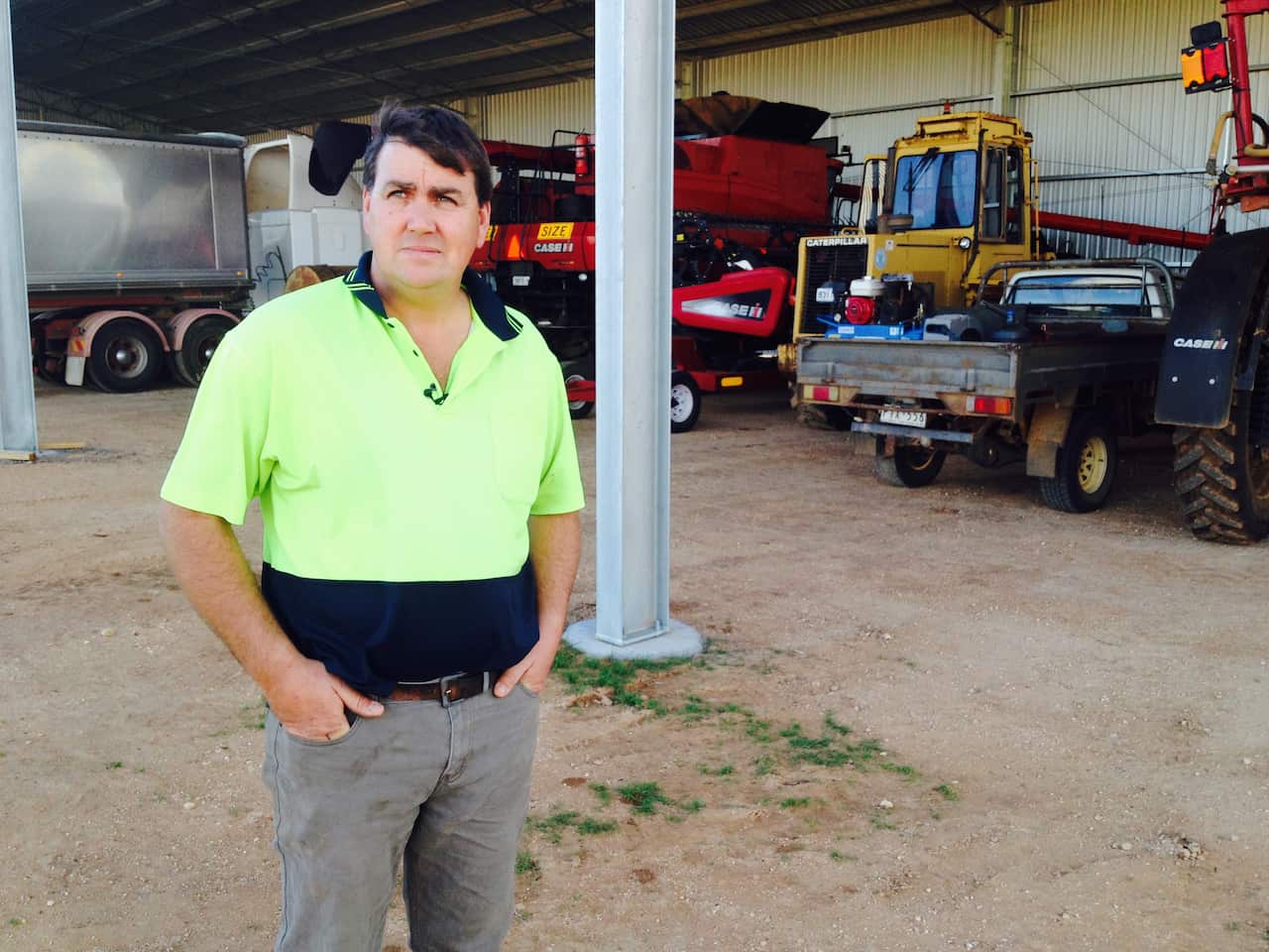 Grain farmer Jamie Henkel hopes for decent rains this season. (Luke Waters/SBS)