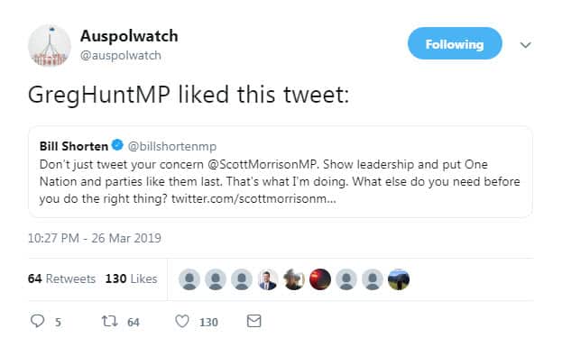 Greg Hunt tweet