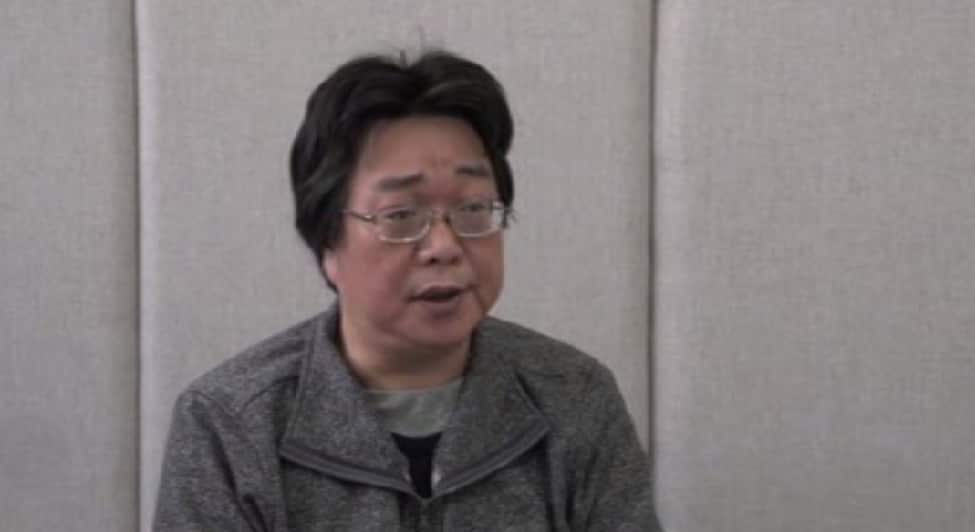 Hong Kong bookseller Gui Minhai making an apparently staged confession on state television after his arrest in 2015.