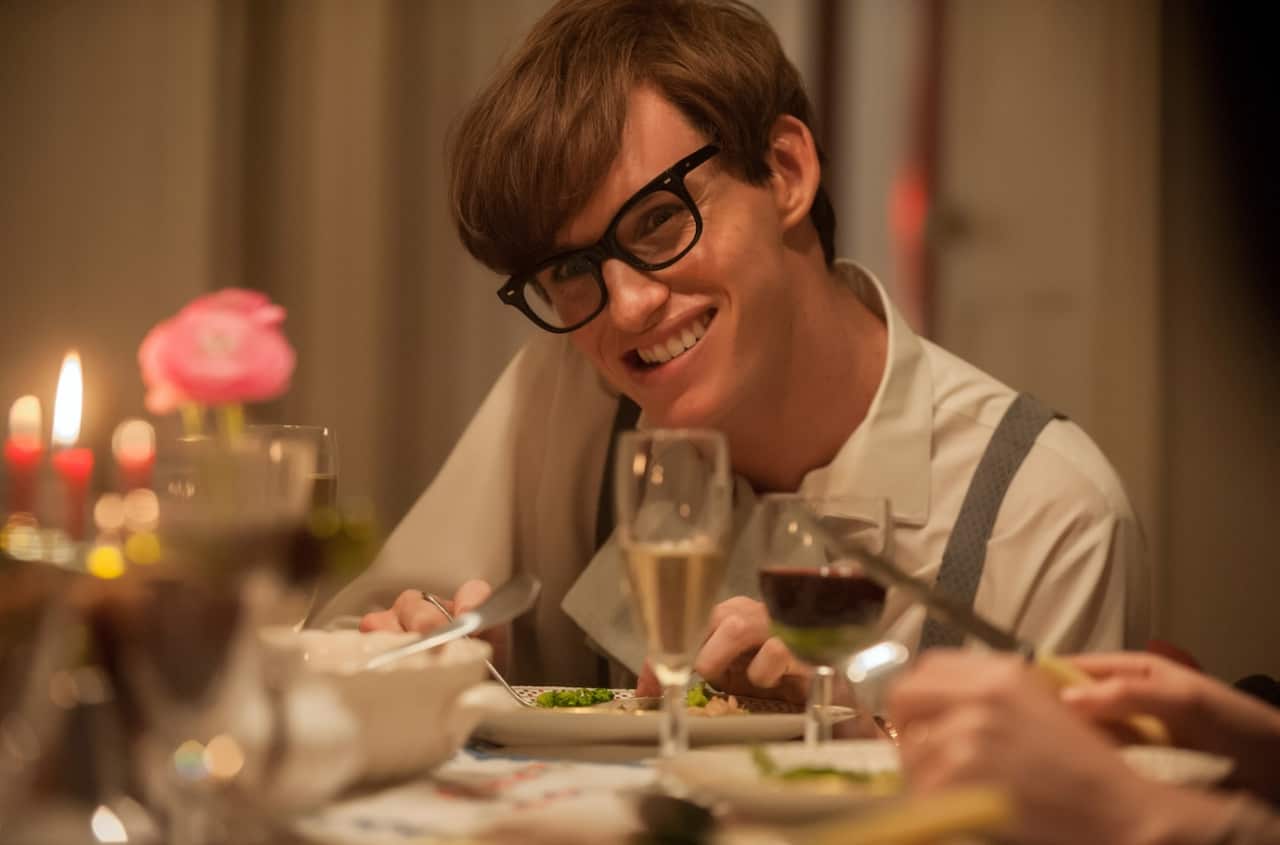 This photo provided by Focus Features, LLC shows, Eddie Redmayne, as Stephen Hawking, in a scene from the film, "The Theory of Everything."