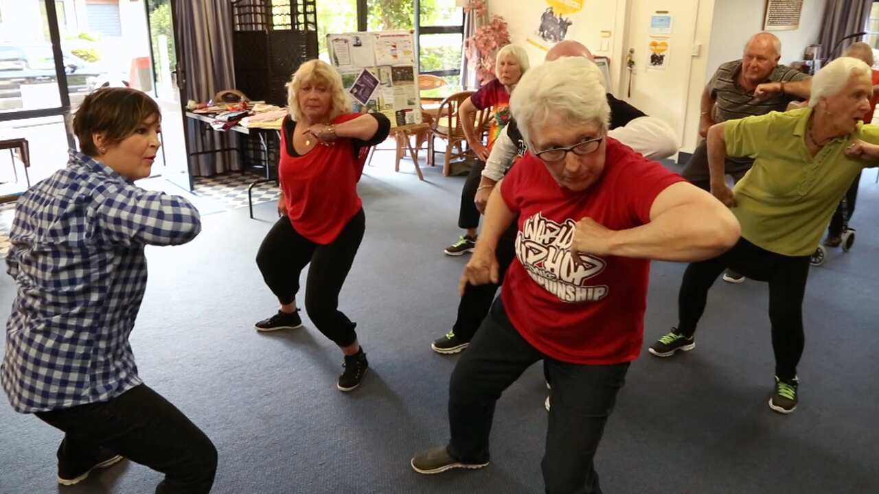 Billie Jordan teachers her hip-hop dance crew - she started the lessons to stop her local elderly becoming lonely and isolated.