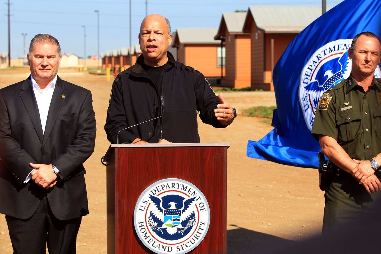 Homeland Security Secretary Jeh Johnson opens a detention facility for migrant families in Dilley, Texas. 
