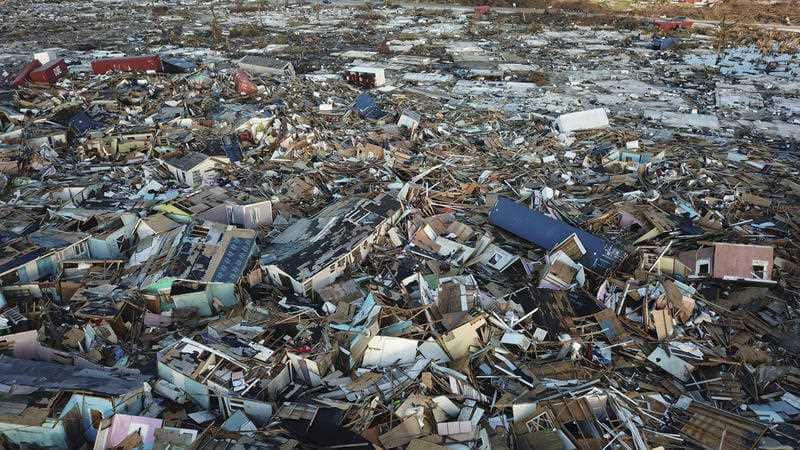 Homes lay in ruins one week after Hurricane Dorian hit The Mudd neighborhood, in the Marsh Harbor area of Abaco, Bahamas.