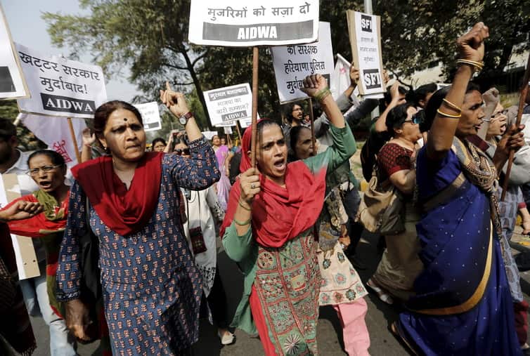 Women demand and investigation into rapes and sexual assaults in Haryana state.