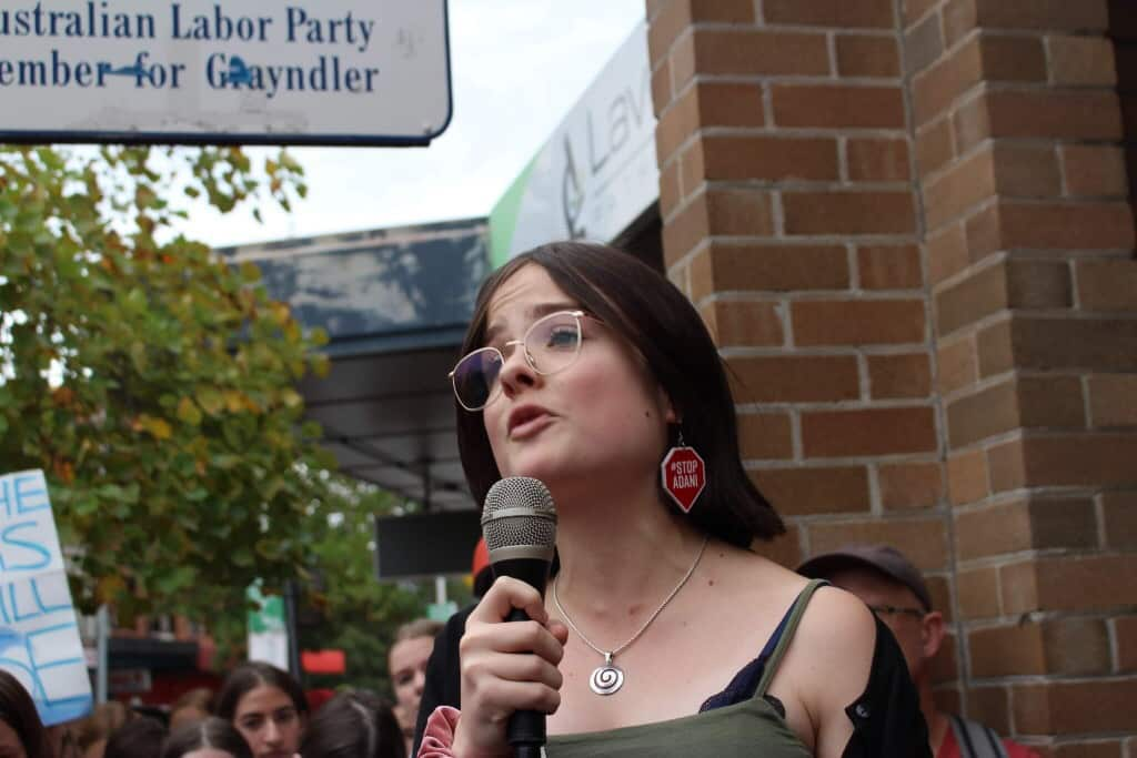 Daisy Jeffrey, 17, speaks at a previous climate action rally.