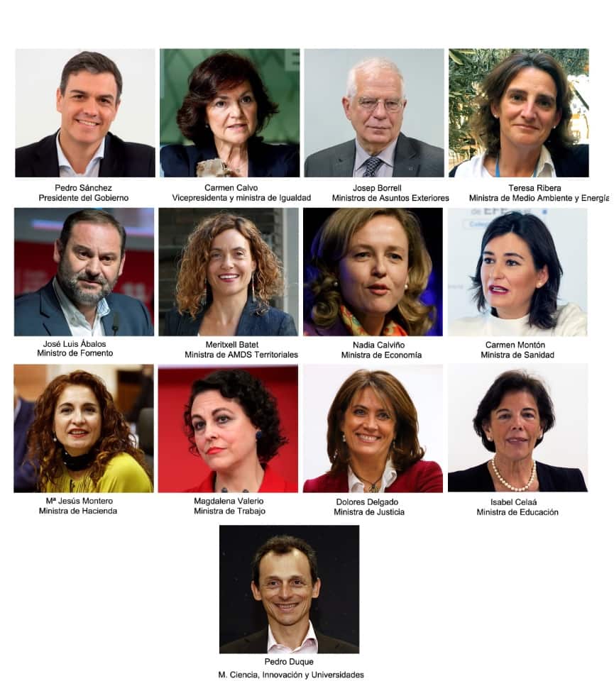 - A composite photo released on 06 June 2018 of Spanish ministers appointed by new Spanish Prime Minister Pedro Sanchez. 