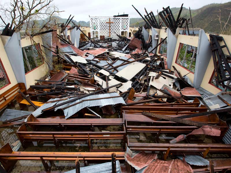 A church lays totally destroyed in Les Cayes, Haiti