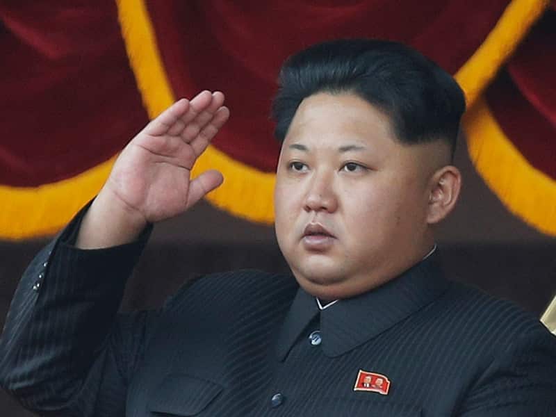 North Korean leader Kim Jong Un salutes