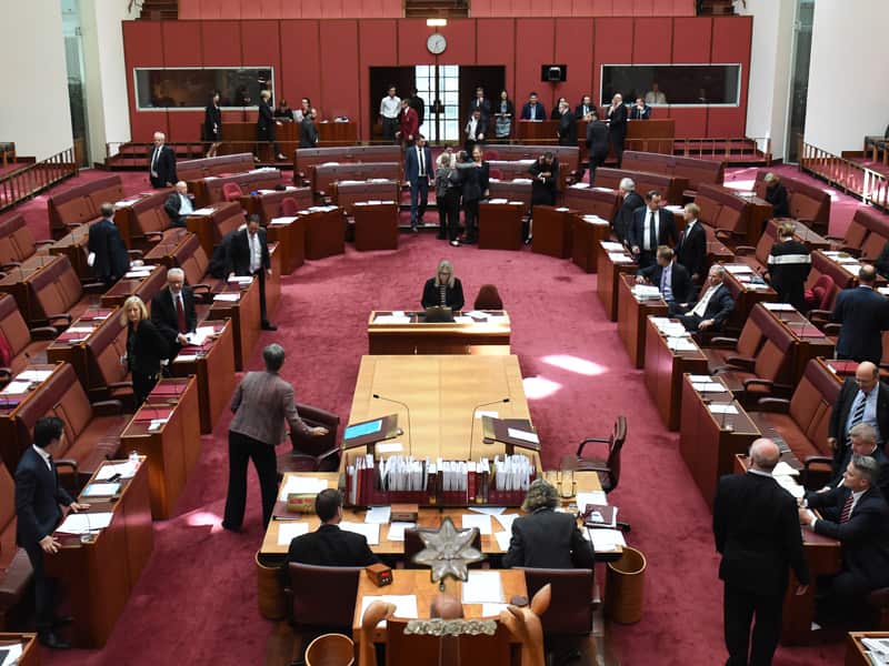 The Senate chamber at Parliament House