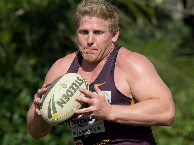 Ben Hannant during a Broncos training session in Brisbane
