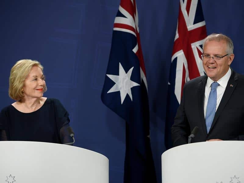 ABC Chair Designate Ita Buttrose and Prime Minister Scott Morrison.