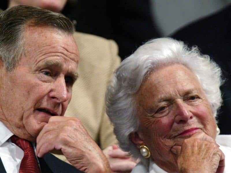 A file image of former US first lady Barbara Bush.
