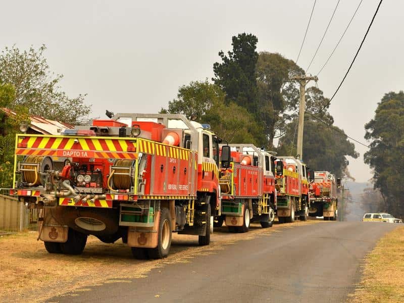 RFS fire crews head into a danger zone.