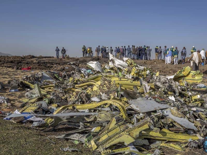 A file image of the debris field after the Ethiopian Airlines crash