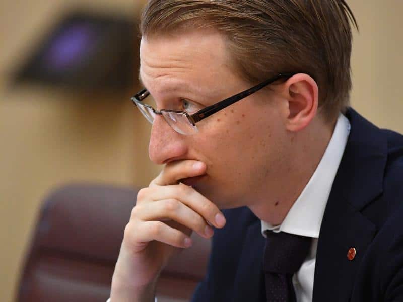 James Paterson at a Senate public hearing for the postal survey.