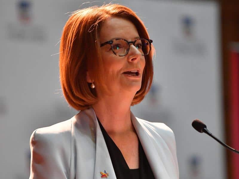 Former Prime Minister Julia Gillard speaks at University of Adelaide.