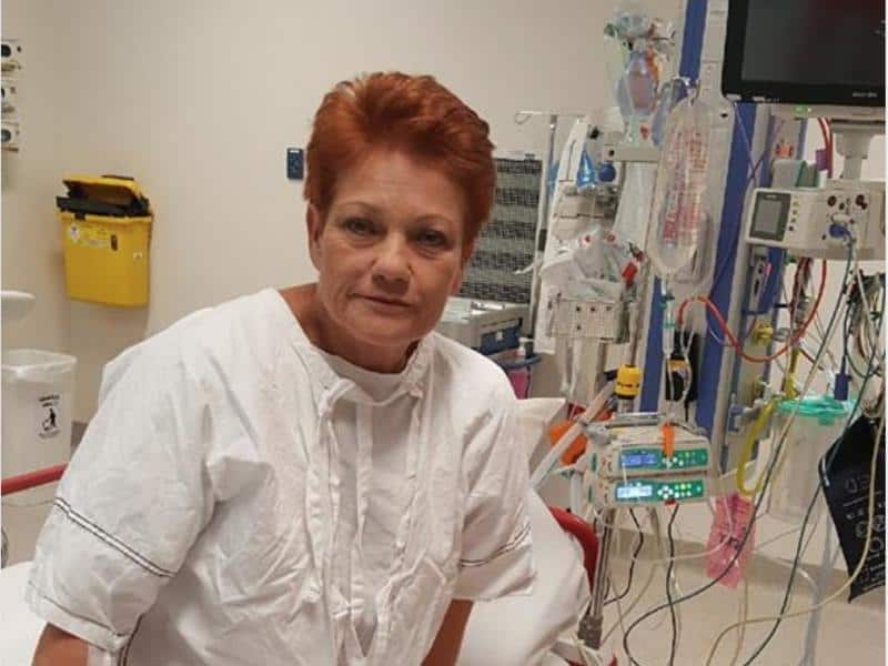 'I plan on being back on my feet tomorrow,' One Nation leader Pauline Hanson says. 