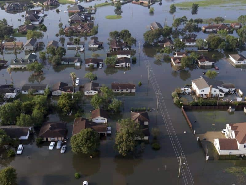 Texan homes in floodwaters