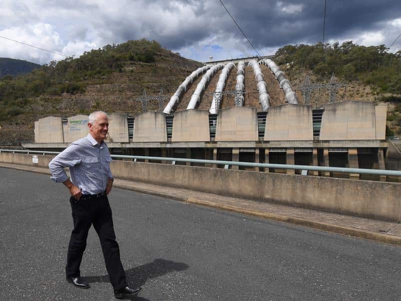 Australia's Prime Minister Malcolm Turnbull at Snowy Hydro.