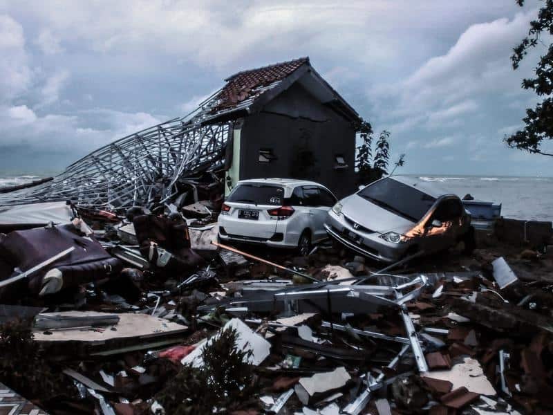 damaged buildings in Banten, Indonesia