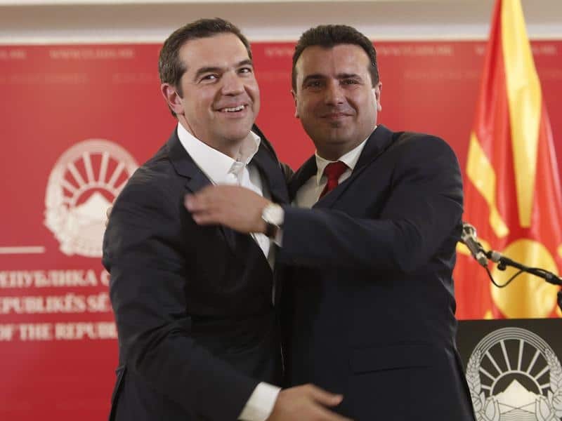 Greek Prime Minister Alexis Tsipras and North Macedonia's Zoran Zaev.