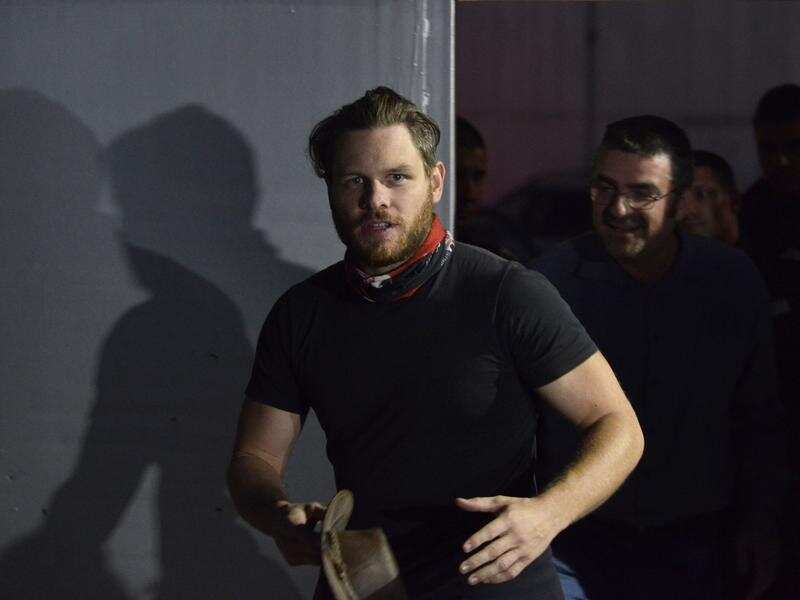 Jock Palfreeman reacts as he leaves a detention centre in Bulgaria.