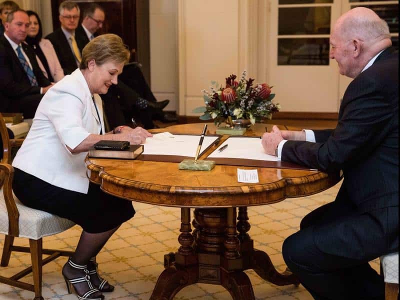 Jane Prentice at her swearing-in with the Governor-General
