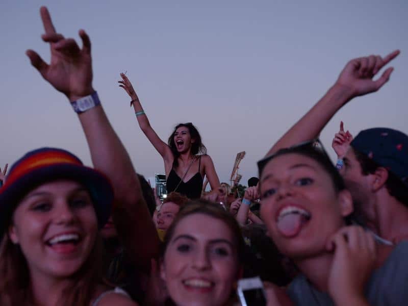 Festival goers enjoy live music.
