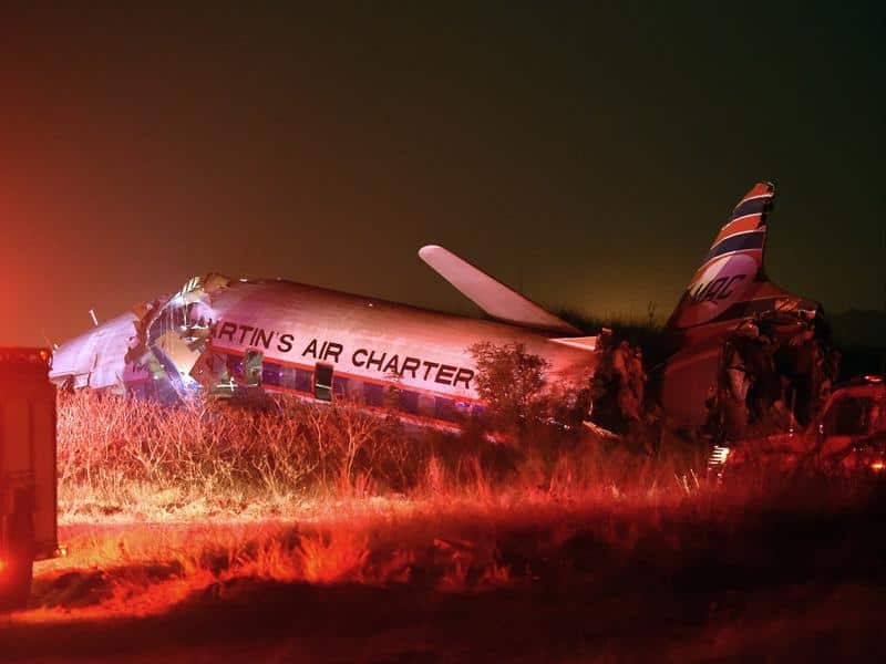 The crashed plane near Pretoria's Wonderboom airport.