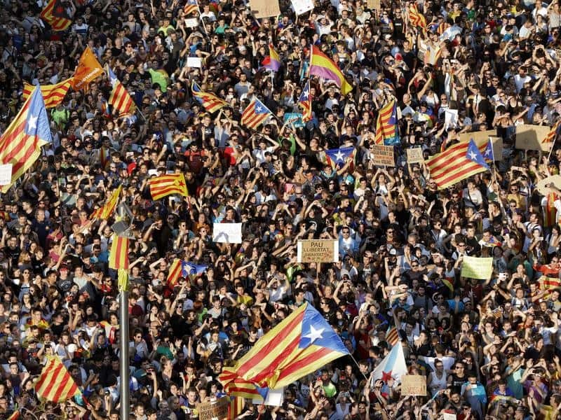 Demonstrators in Barcelona