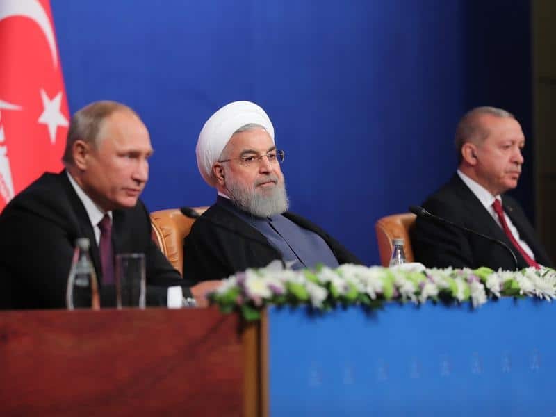 Vladimir Putin, Hassan Rouhani and Tayyip Erdogan