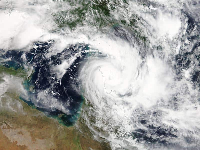NASA satellite photo of Cyclone Trevor system.