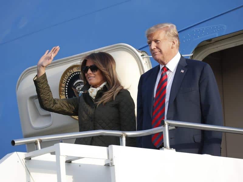 Donald and Melania Trump land in Glasgow.