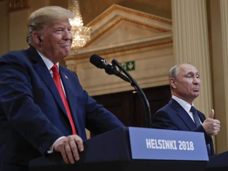 Donald Trump and Vladimir Putin in Helsinki.