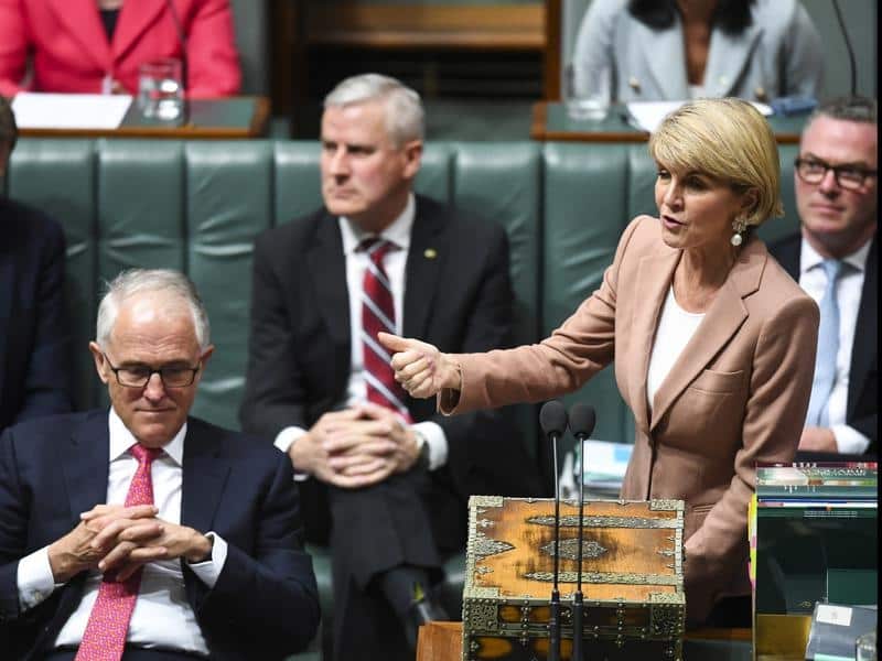 Earlier this  week, Ms Bishop said she was sticking by Prime Minister Malcolm Turnbull.